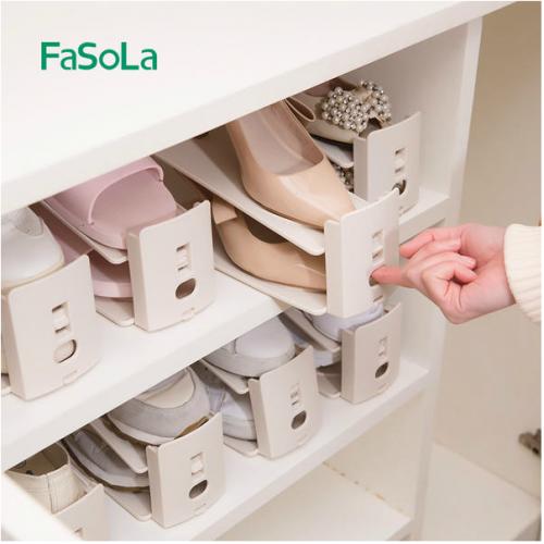 Fasola  双层可调节鞋架子 简易家用门口置物架宿舍省空间防尘收纳