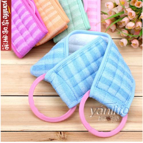 韩式加厚拉背搓澡巾 免搓无痛长条女士男士洗澡巾 拉环设计
