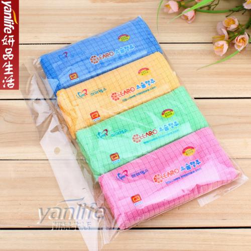 韩式4P小抹布 格子纤维抹布吸灰吸水不掉毛 整包