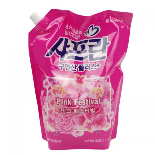 《贸》韩国 LG舒福蓝衣物柔顺剂 粉色-玫瑰花香 防静电 2100ML