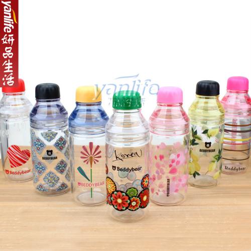 《贸》韩国 杯具熊 高硼硅印花新款玻璃杯 带盖 学生随手水杯便携450ml