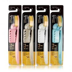 《贸》韩国进口王打688大头中软毛牙刷 带牙刷架牙刷套 白博士金色牙刷