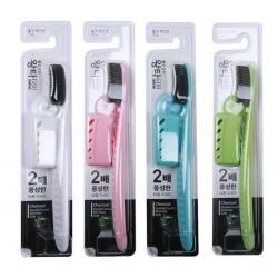 《贸》韩国进口王打688大头中软毛牙刷 带牙刷架牙刷套 白博士木炭牙刷