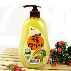 《贸》韩国进口爱敬纯谷物洗洁精 天然米糠洗涤剂 高级厨房洗涤液 750ml