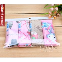 韩式 4P印花多用纤维抹布/小毛巾 吸水小方型毛巾 一包4条