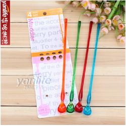 日本 4P糖果色可爱小勺 加长搅拌勺 咖啡勺子 4支装 26厘米 1060