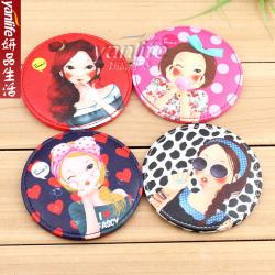 韩国FASCY 发希发熙 化妆镜 圆形随身化妆镜 可爱皮革小镜子