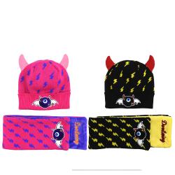 《贸》韩国进口 devilwing小恶魔冬季帽子围脖套装儿童男孩女孩保暖防风2-7岁 AC012