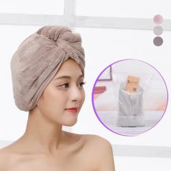 韩式阿里郎经编涤锦珊瑚绒干发帽吸水盘扣干发浴帽包头巾干发巾