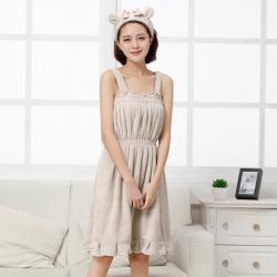 韩式阿里郎裹胸吊带成人浴裙加厚柔软珊瑚绒浴巾吸水女士浴袍批发