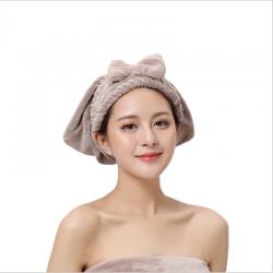 韩式阿里郎蝴蝶结珊瑚绒公主干发帽暖色女士吸水包头巾干发浴帽