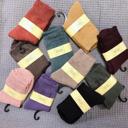 日系tutu纯色羊毛袜 秋冬加厚款保暖中筒男女款 一组10双