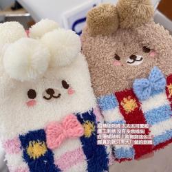 日系tutu地板袜 珊瑚绒袜子保暖 秋冬加绒睡眠月子袜 一组4双