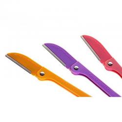 日本feather折叠羽毛修眉刀 鹤牌不锈钢折叠刮眉刀 3支装