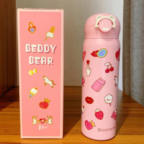 杯具熊 心形物语直饮杯 不锈钢保温杯 便携式焖烧杯 成人水杯