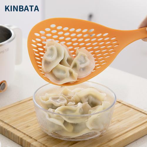 KINBATA 耐高温漏勺 家用厨房尼龙非硅胶过滤勺 饺子捞勺笊篱加宽