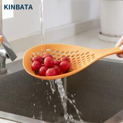 KINBATA 耐高温漏勺 家用厨房尼龙非硅胶过滤勺 饺子捞勺笊篱加宽