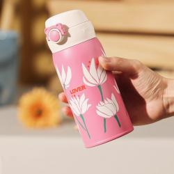 杯具熊 玉兰花迷你小号保温杯 短款弹跳水杯荷花小号保温杯 350ml