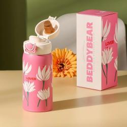 杯具熊 玉兰花迷你小号保温杯 短款弹跳水杯荷花小号保温杯 350ml