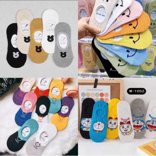 夏季女款棉质单色卡通船袜 多种花色 吸汗不掉跟女学生袜子