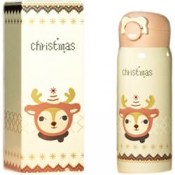 杯具熊圣诞节系列口袋儿童保温杯礼物带吸管学饮杯三盖水杯