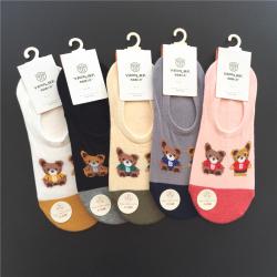 正版鹿人袜子 春夏款女士萌卡通隐形袜 船袜短袜 L6030（1双）