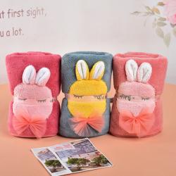 阿里郎 卡通布艺毛巾珊瑚绒可爱柔软吸水毛巾擦脸毛巾35*75cm