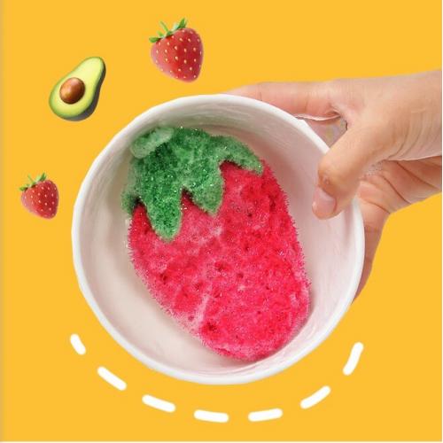 韩国亚克力纤维草莓洗碗巾/洗碗布 好清洗 轻松洗去油污 厚实版