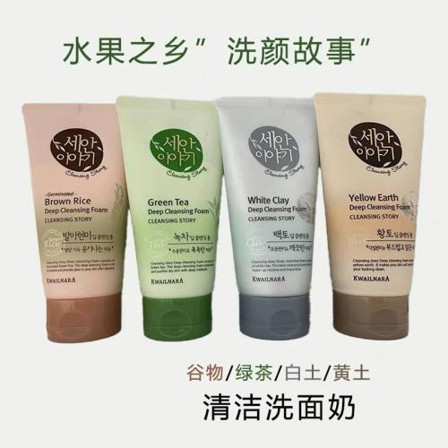 《贸》韩国水果之乡洗颜故事洗面奶 白土黄土糙米绿茶清洁洁面乳 150g