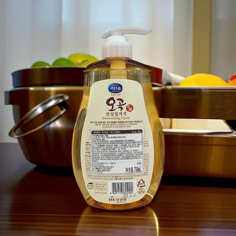 《贸》韩国进口无穷花無瑾花蔬果洗涤剂餐具清洁剂安心谷物洗洁精750ml