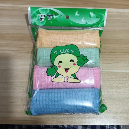 韩式4P小抹布 格子纤维抹布吸灰吸水不掉毛 整包